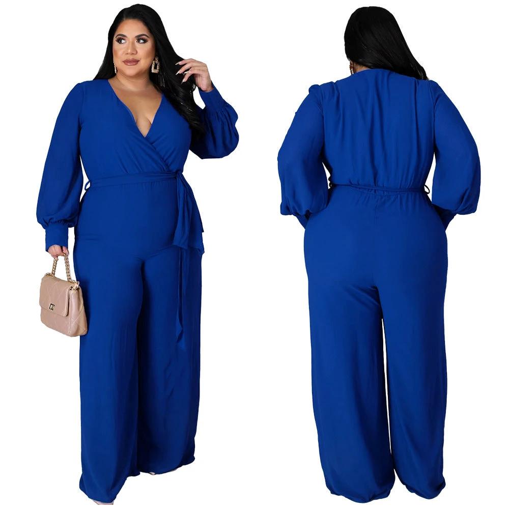 Relaxed-fit Straight-leg Solid-color Jumpsuit With Belt by GJG Denim