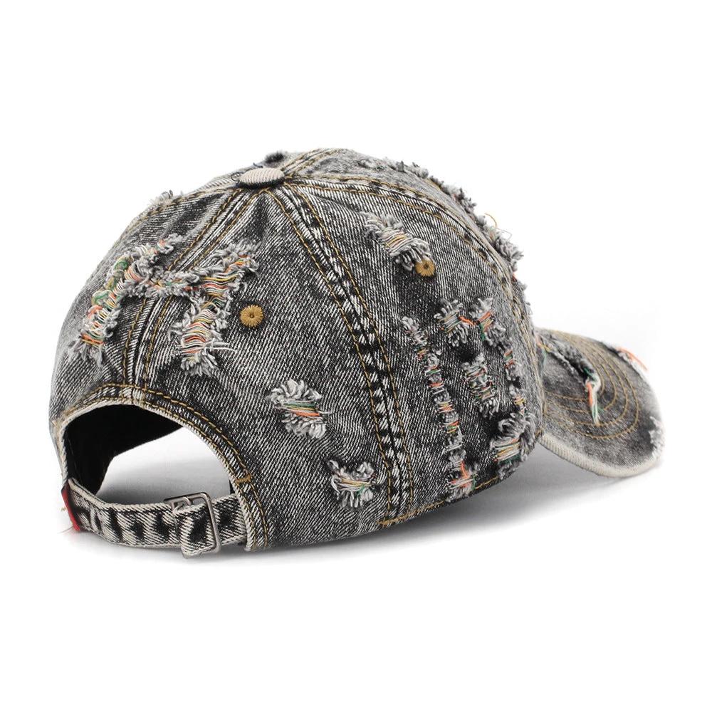 Ripped-line Letter Sun Hat Casual And Versatile by GJG Denim