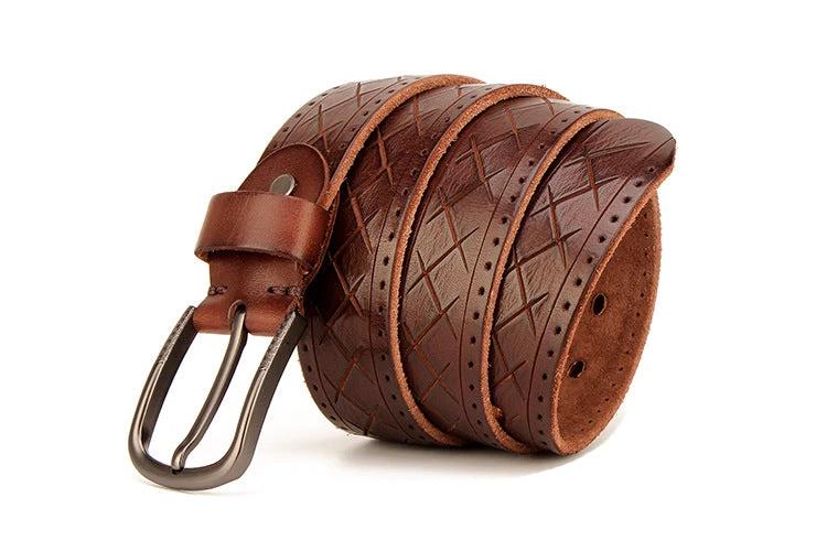 Men's Leather Pin Buckle Belt by GJG Denim