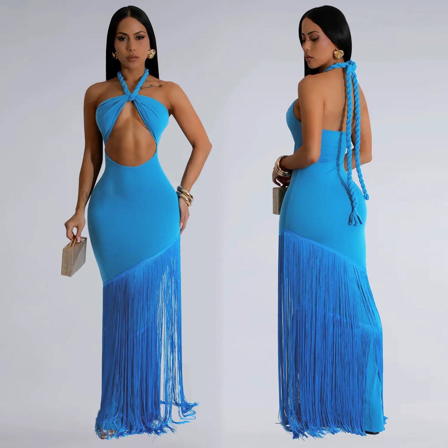 Summer Tassel Stitching Tube Top Dress by GJG Denim