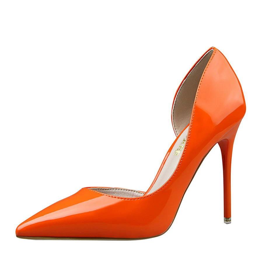 Womens Pumps Shoes Dorsay High Heels Pointed Toe Patent Leather by GJG Denim