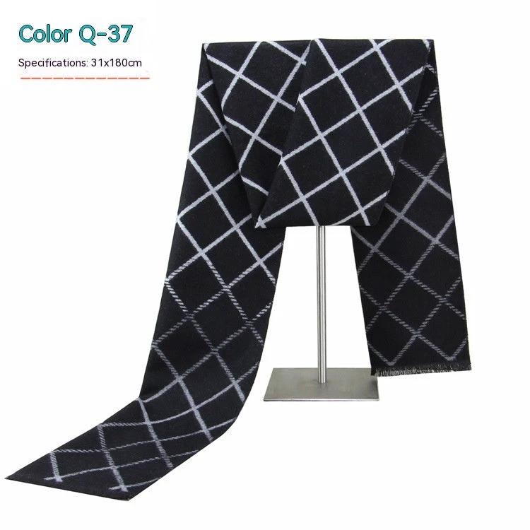 Men's Striped Winter Warm Artificial Cashmere Scarf For Men by GJG Denim