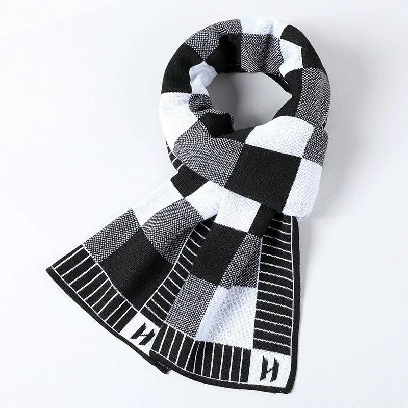 Cashmere-like Plaid Long Men's Scarf by GJG Denim