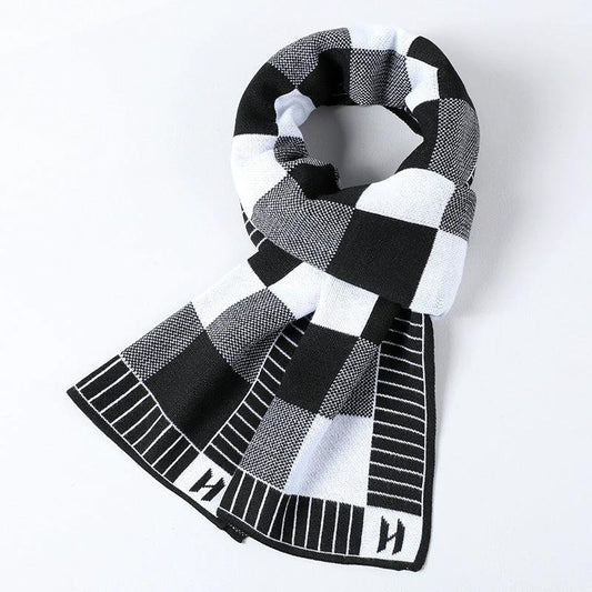 Cashmere-like Plaid Long Men's Scarf by GJG Denim