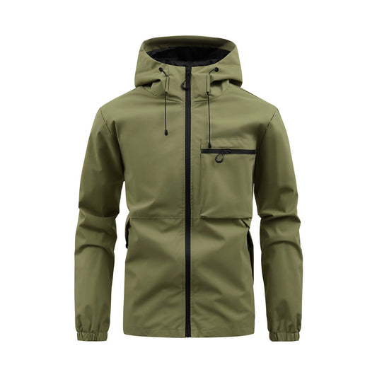 Men's Fashion Casual Hooded Solid Color Multi-pocket Work Pants Outdoor Coat by GJG Denim