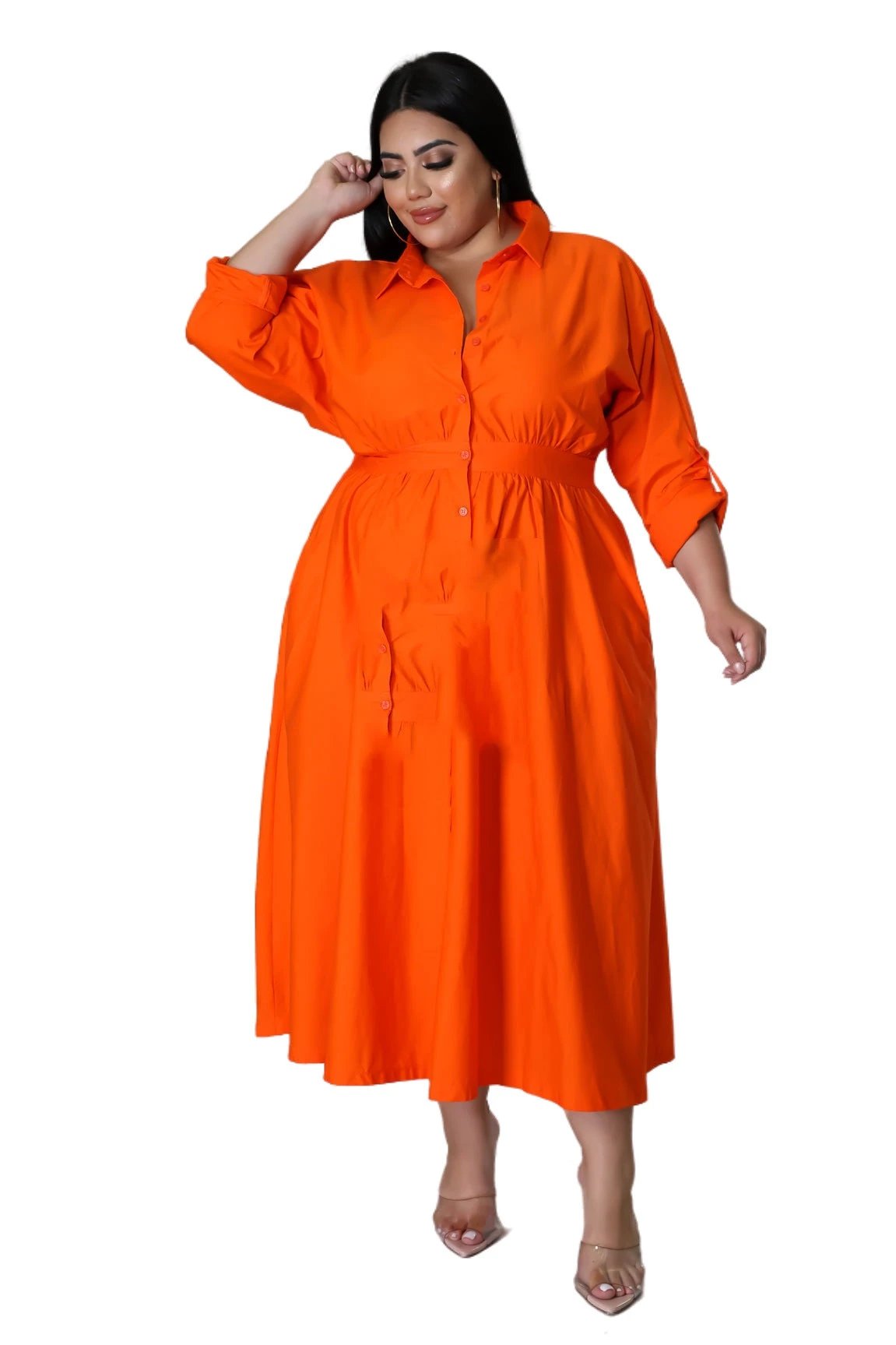Fashion Plus Size Women's dress long V-neck by GJG Denim
