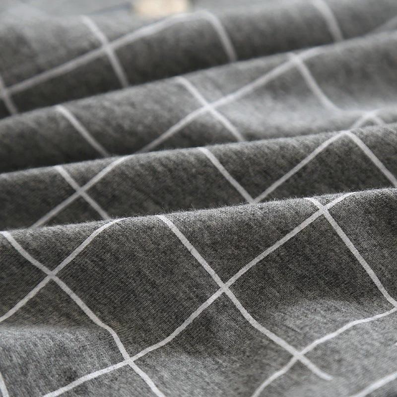 Men's Thin Plaid Long Sleeved Loose Pajamas by GJG Denim