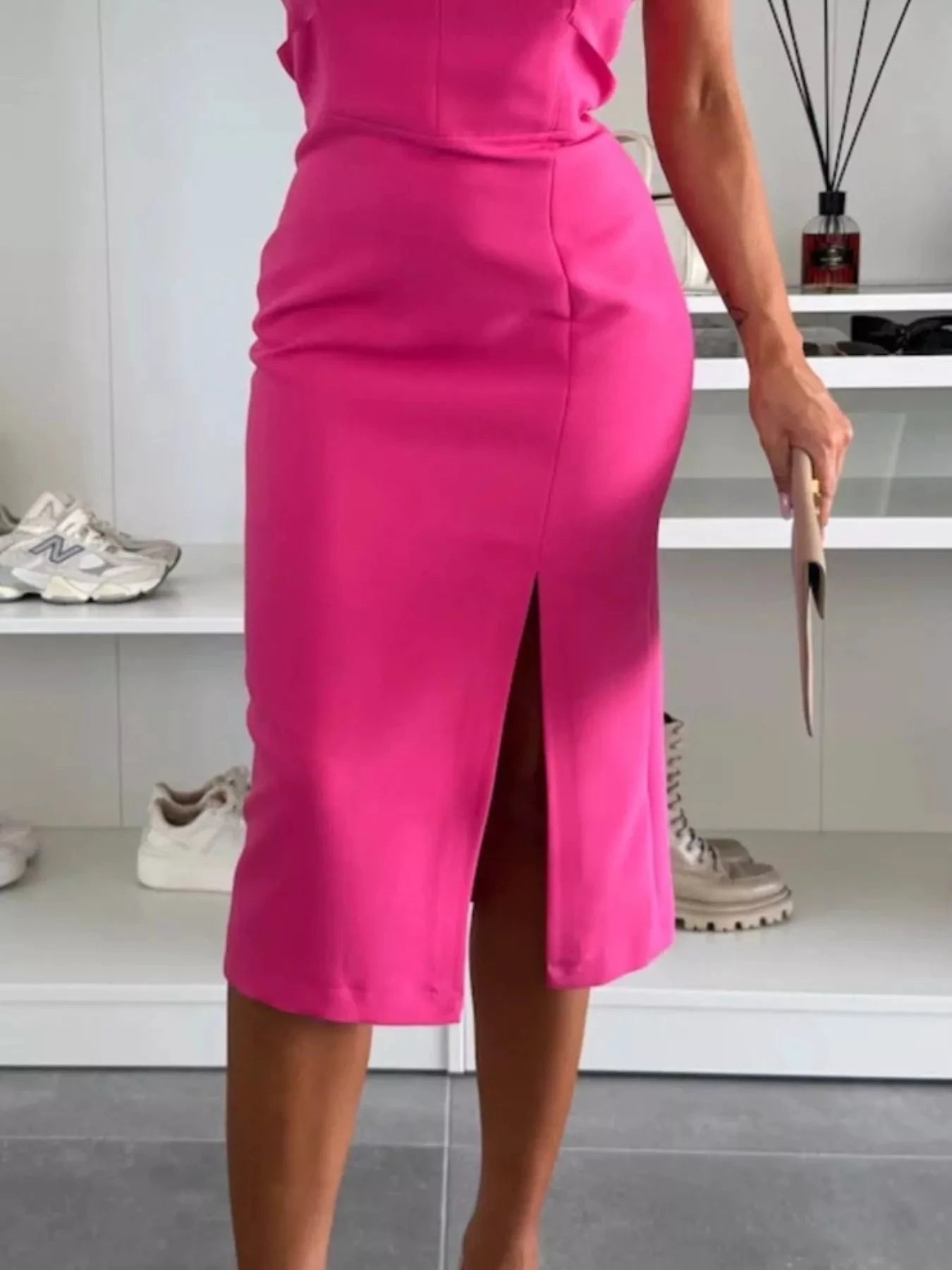Full Size Slit Round Neck Sleeveless Dress Plus Size by Lady Ros
