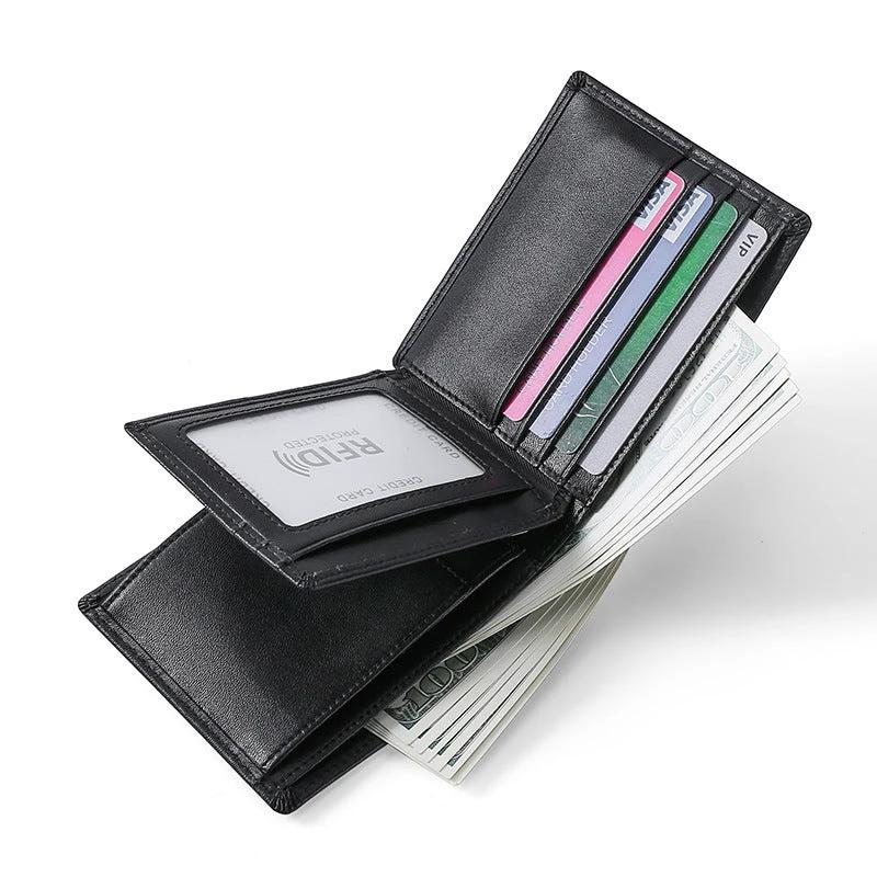 Multi-Functional RFID Anti-Skimming Leather Wallet For Men by GJG Denim