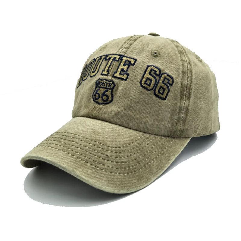 Embroidered "Route 66" Baseball Cap For Men by GJG Denim