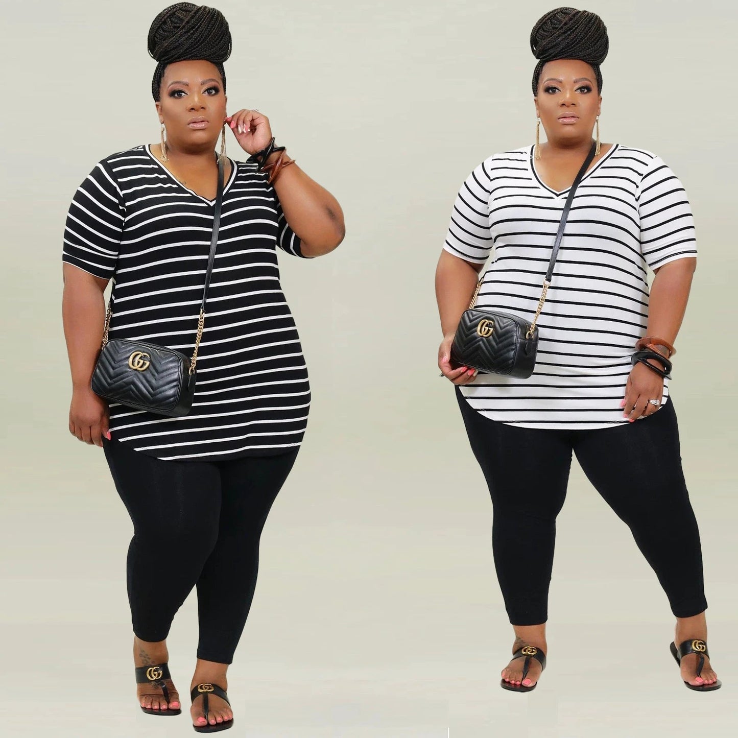 Women's Positioning Plus Size 5X Striped Printed Casual Suit by GJG Denim