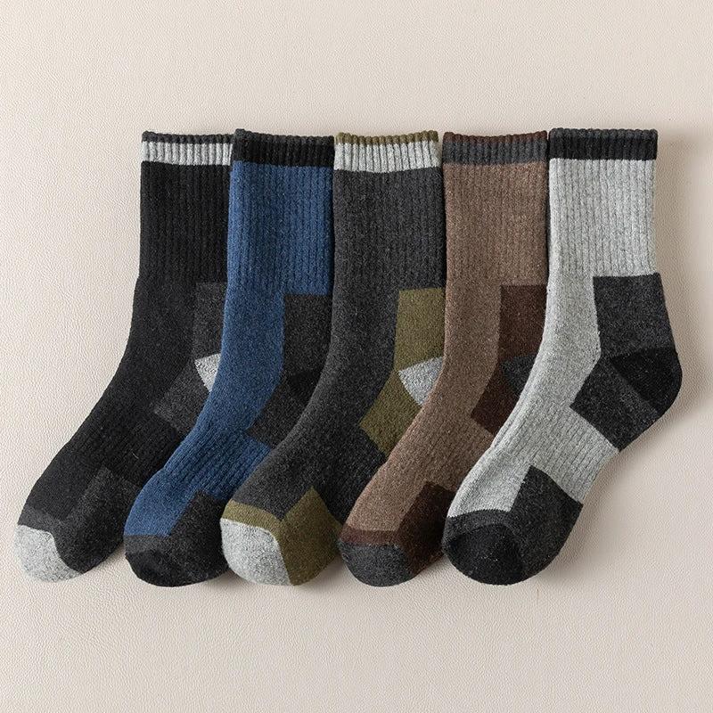 Men's Wool Fleece Lined Padded Warm Terry-loop Socks by GJG Denim
