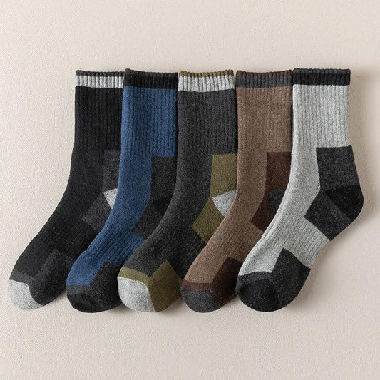 Men's Wool Fleece Lined Padded Warm Terry-loop Socks by GJG Denim