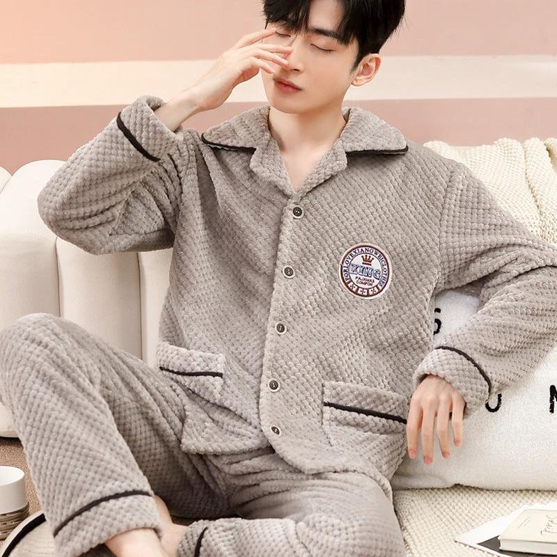 Men's Long Sleeve Cardigan Pajamas by GJG Denim
