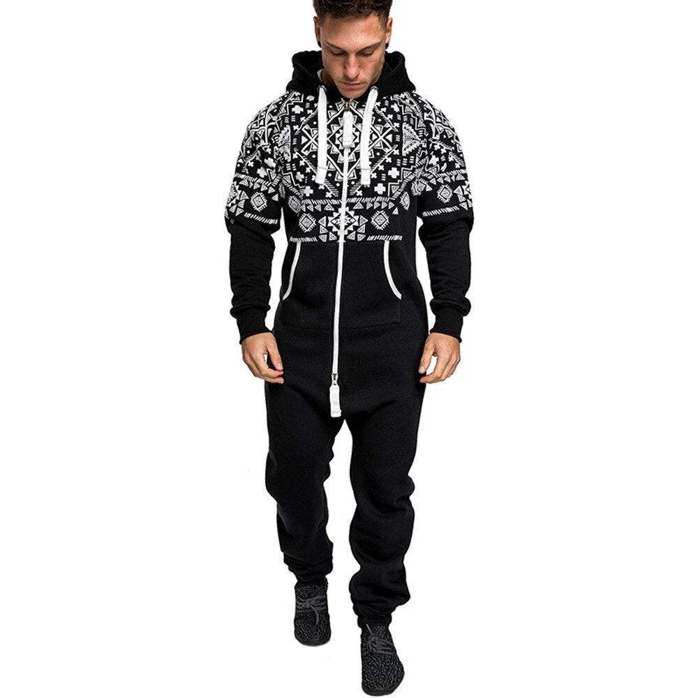 Men's Printed One-piece Pajamas by GJG Denim