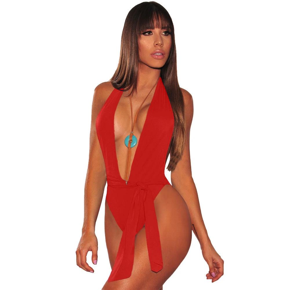one-piece swimsuit women low-cut bikini by GJG Denim
