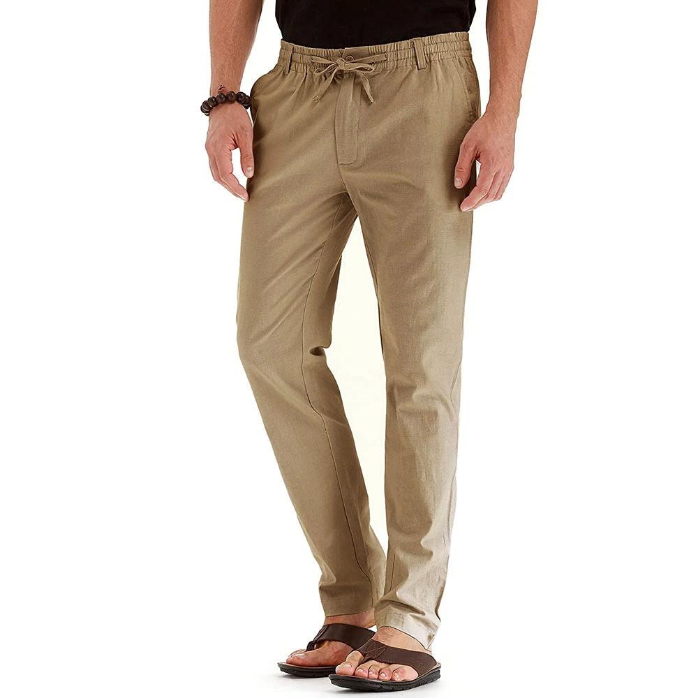 Me's Business Casual Loose Large Size Elastic Waist With Solid Color Pants by GJG Denim