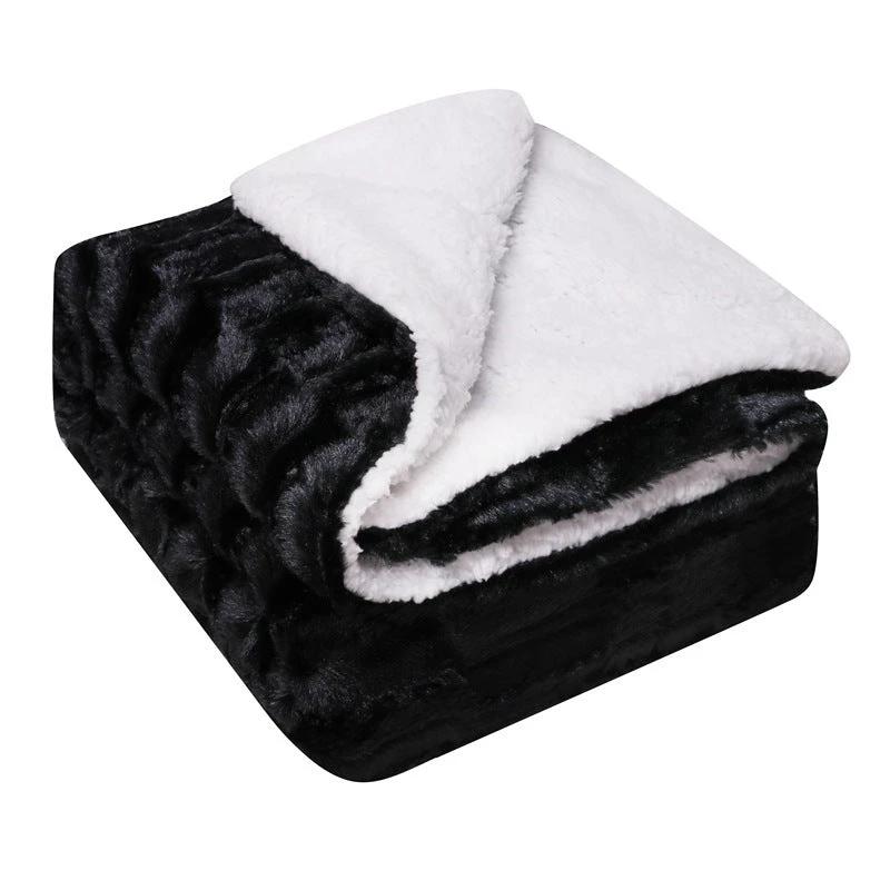 Thickened Flannel Lamb Wool Composite Double Leisure Blanket by GJG Denim