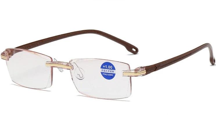 Men's Frameless Diamond Trimming Reading Glasses Anti-blue Light Film by GJG Denim