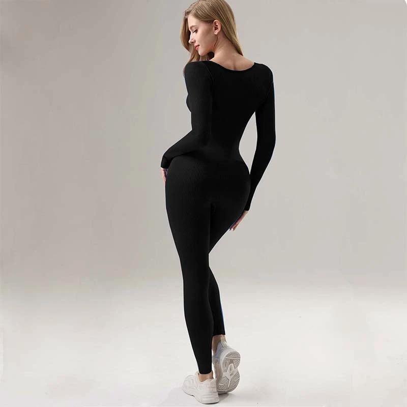 Sports Workout Clothes Slim Thread Long Sleeve Tights by GJG Denim