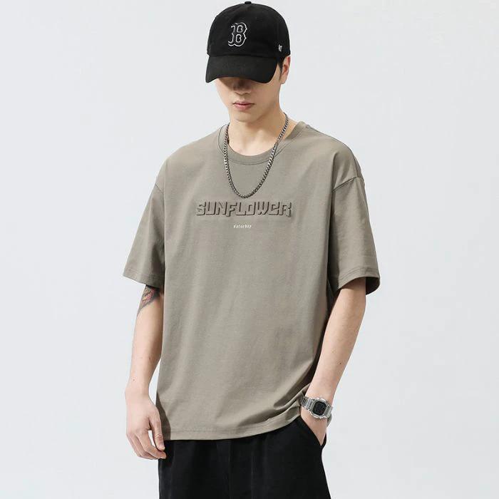 Trendy Loose-fitting Versatile Heavyweight Short-sleeve T-shirt For Men by GJG Denim