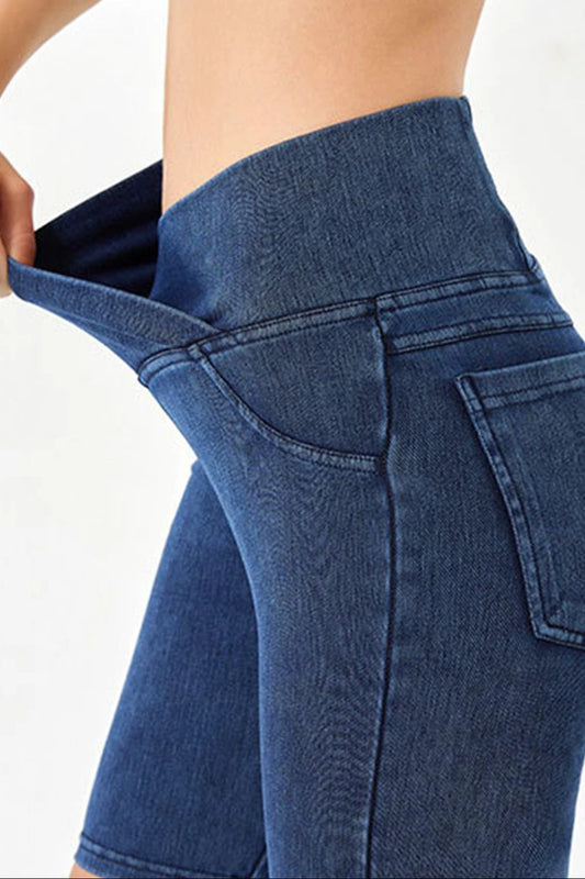 Basic Bae Asymmetrical Waist Denim Shorts with Pockets by Lady Ros