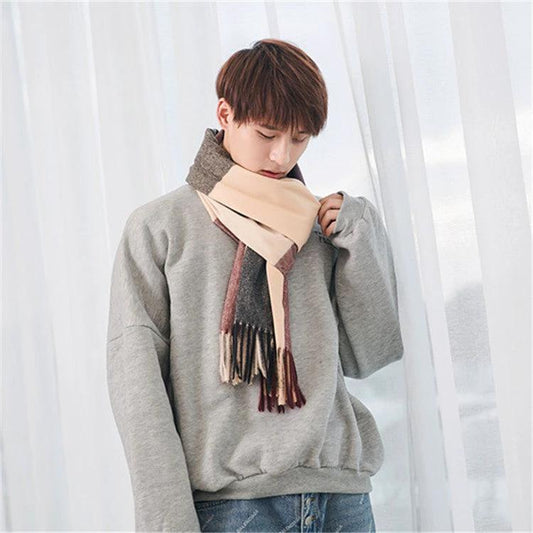 Warm Tassel Plaid Bristle Scarf by GJG Denim