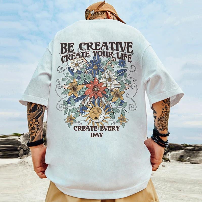 Men's Trendy Loose Pure Cotton Short-sleeve Shirt by GJG Denim