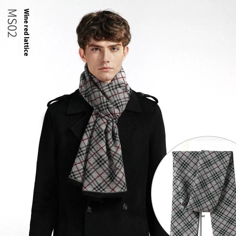 Simple Plaid Warm Keeping Artificial Cashmere Scarf by GJG Denim