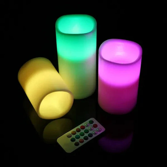 3Pcs Flameless Candles Wireless Battery Operated LED Flickering Candles W/ Remote Control Timer by GJG Denim