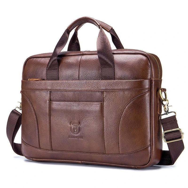 Full-grain Leather Large-capacity Men's Briefcase by GJG Denim