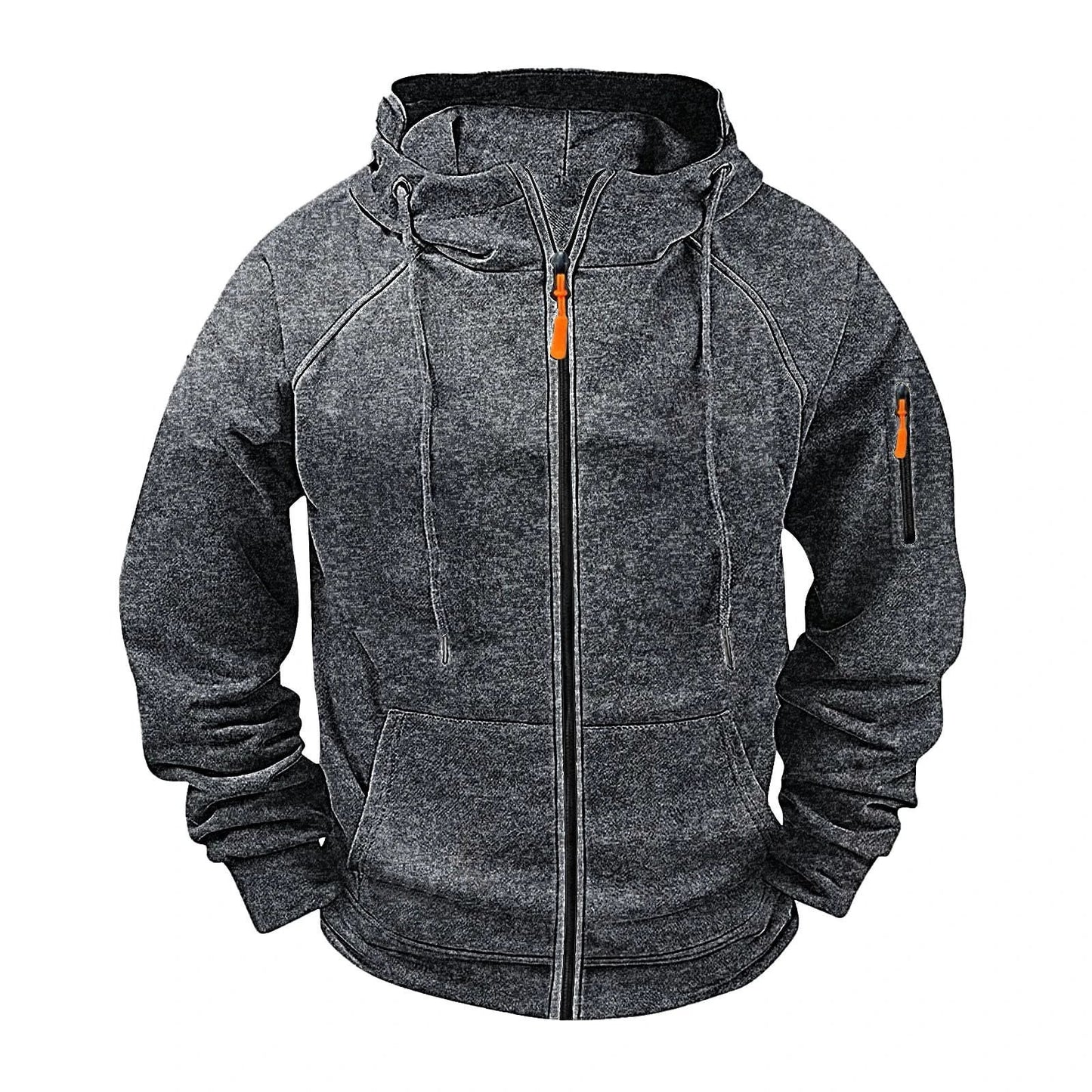 Men's Loose Leisure Hooded Zip-up Sweater by GJG Denim