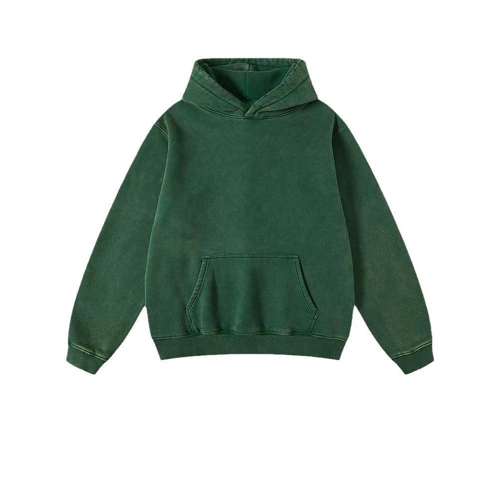 Men's Heavy Fleece-lined Thickened Retro Washed Sweater by GJG Denim