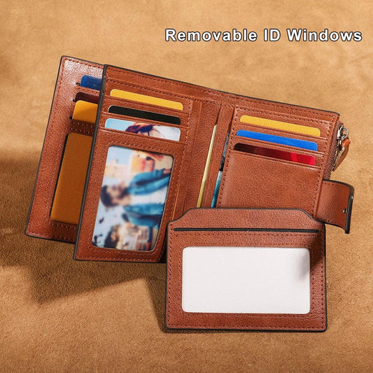 Men's Leather Wallet Multi-function Anti-theft Zipper by GJG Denim