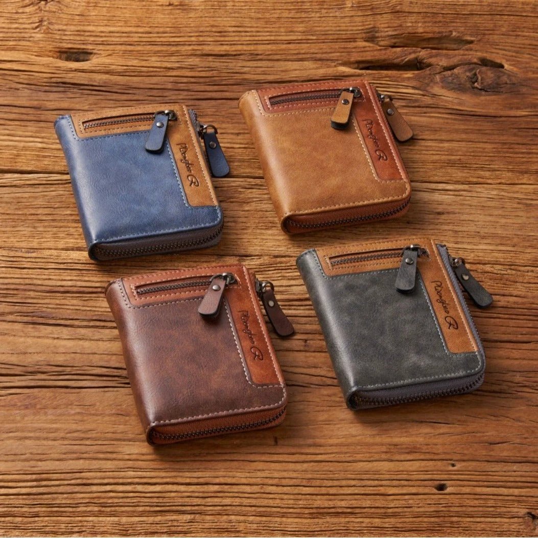 Men's Multi-functional Short Zipper Wallet by GJG Denim