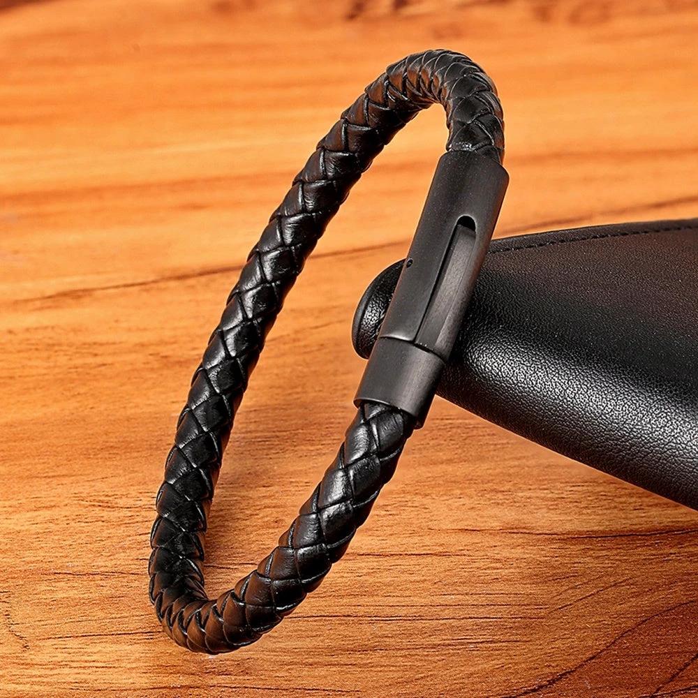 Men's Braided Stainless Steel Clasp Bracelet by GJG Denim