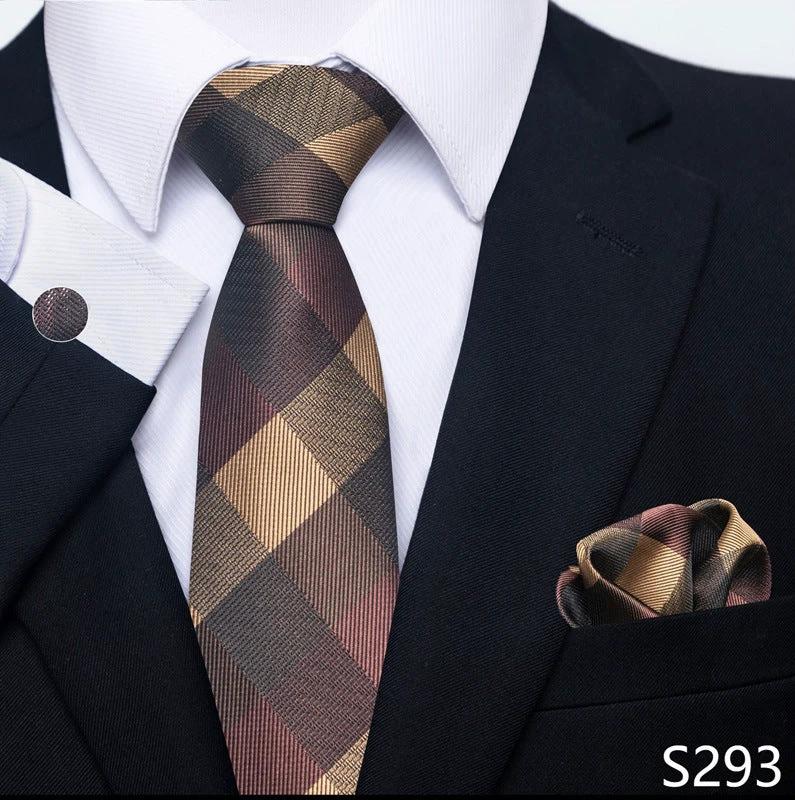 Men's Creative All-match Business Formal Wear Tie Scarf Cufflink Set by GJG Denim