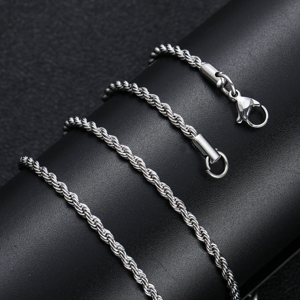 Stainless Steel Twist Chain Necklace For Men by GJG Denim