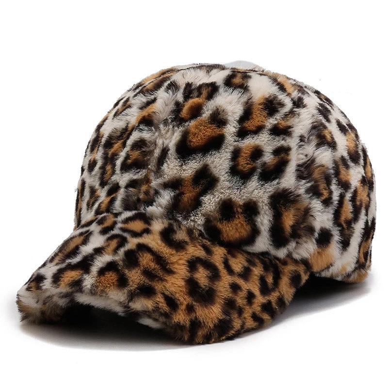 Fashion Leopard Fleece Baseball All-matching Peaked Cap by GJG Denim