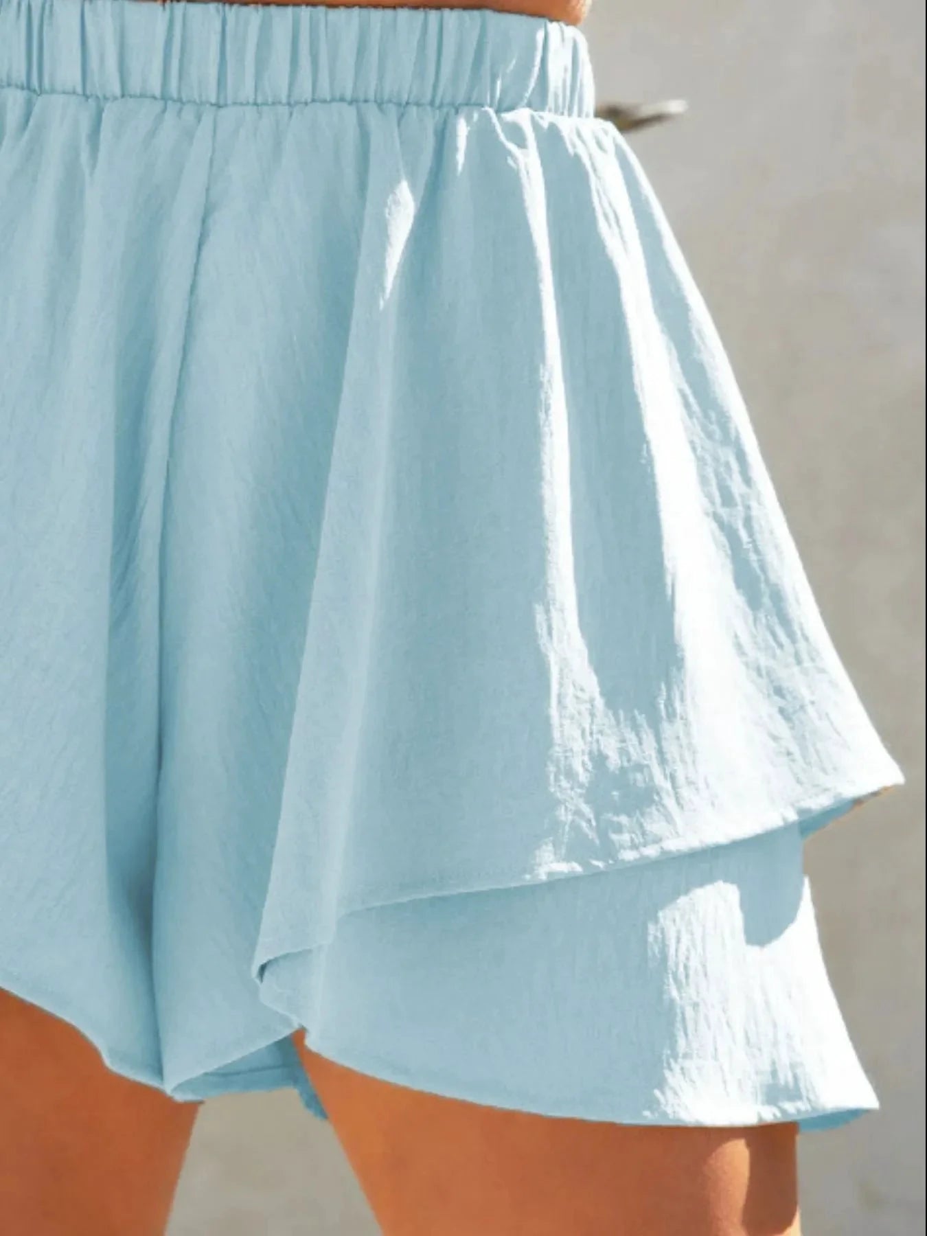 High-Waisted Elastic Waistband Layered Shorts by Lady Ros