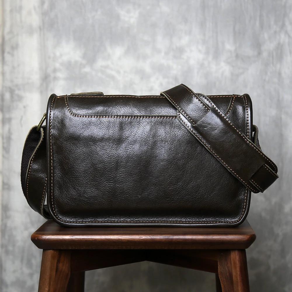 Men's Genuine Leather Crossbody Shoulder Bag Handmade by GJG Denim