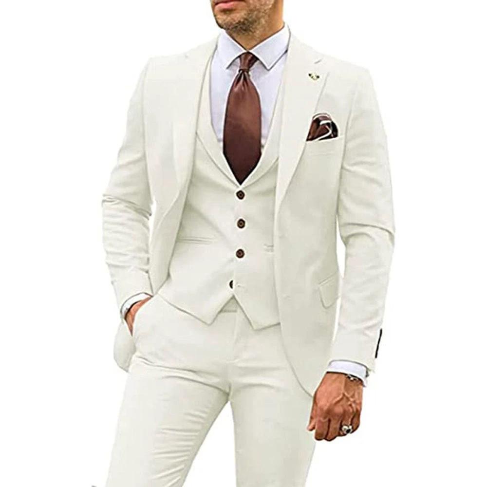 Men's Three-piece Slim-fit Dovetail Suit by GJG Denim