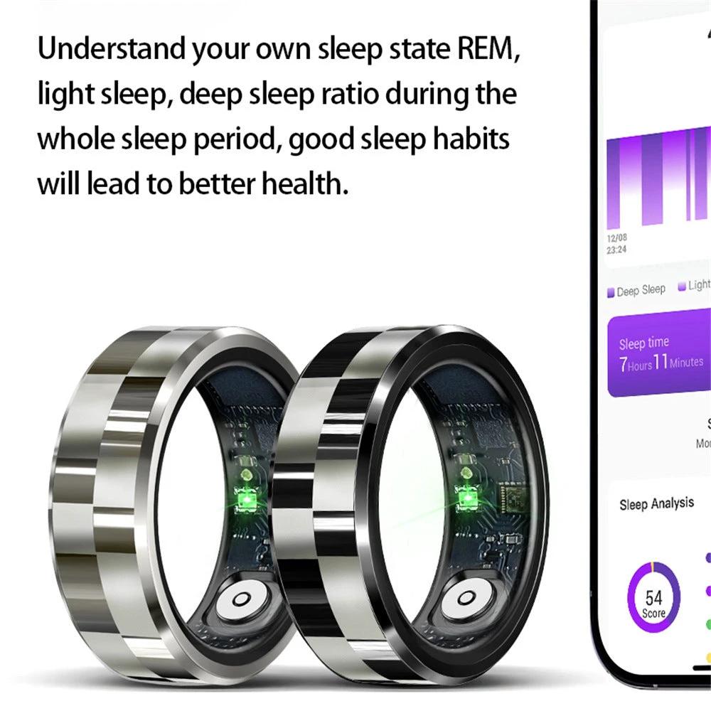 R9 Smart Ring With Charging Bin Heart Rate Blood Pressure Blood Oxygen Sleep Health Monitoring by GJG Denim