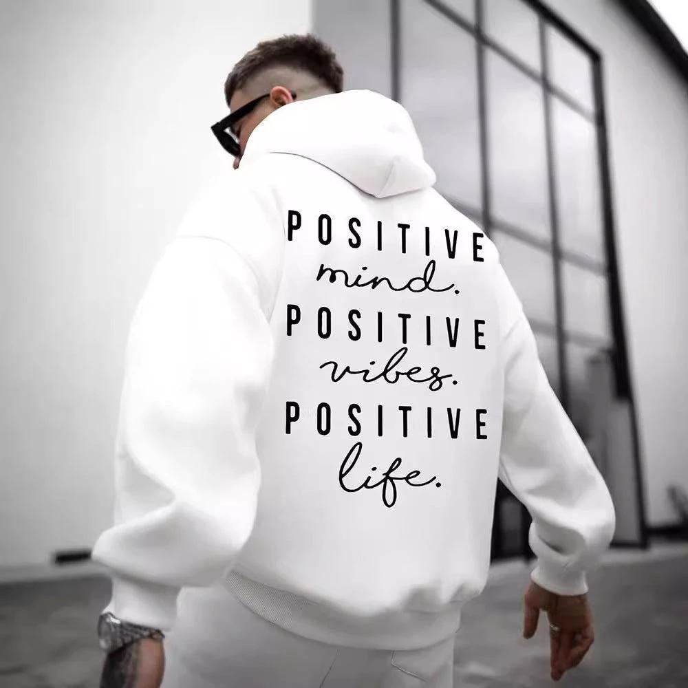 Men's Letter Print Hooded Sweater by GJG Denim