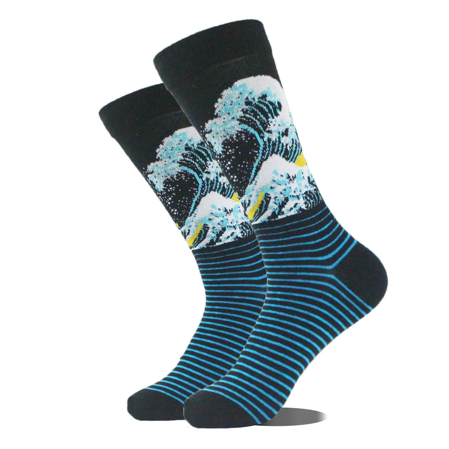 Men's Cartoon Animal Retro Oil Painting Mid-calf Socks by GJG Denim