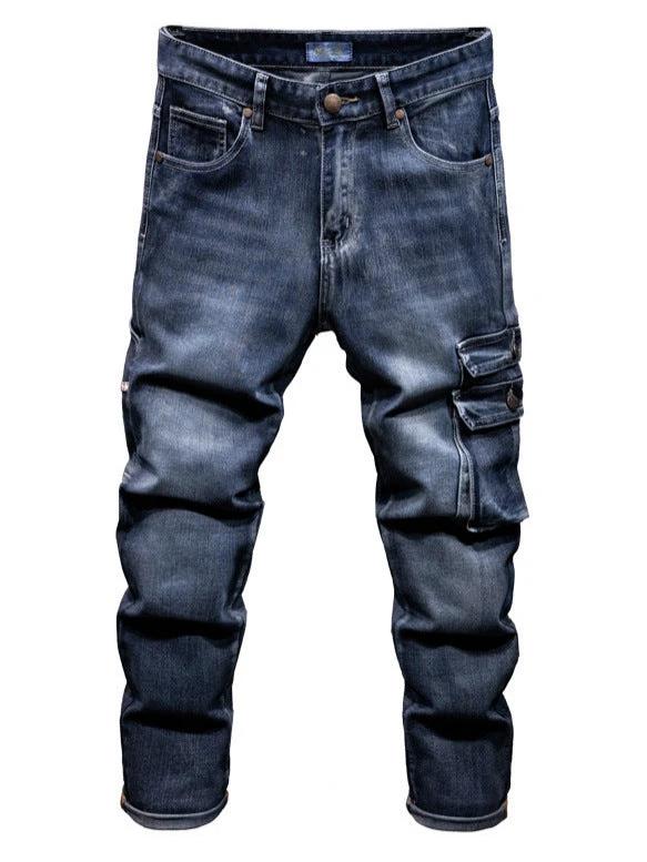 Men's Nostalgic Retro Multi-pocket Jeans by GJG Denim
