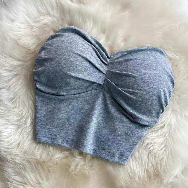 Outer Wear Wrapped Chest Strapless With Chest Pad Anti-exposure Inner Base Underwear by GJG Denim