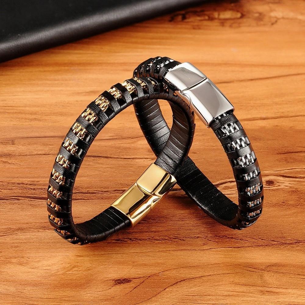 Men's Stainless Steel Multi-leather Rope Bracelets by GJG Denim