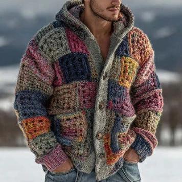 Men's Fleece Hooded Long-Sleeve Zip-Up Jacket by GJG Denim