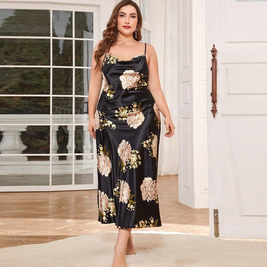 Plus-sized Plus Size Ice Silk Fashion Casual Pajamas by GJG Denim